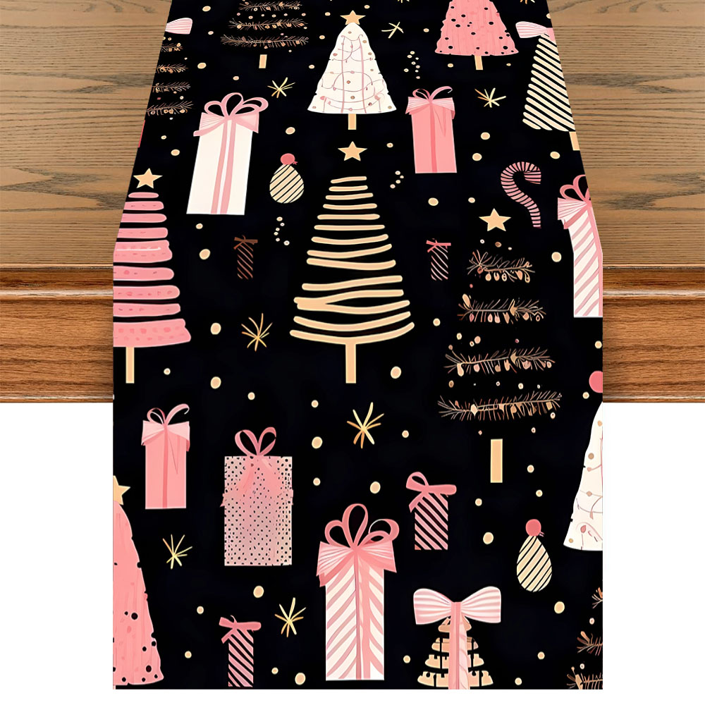Christmas Table Runner - 크리스마스 테이블 러너 핑크 크리스마스 트리