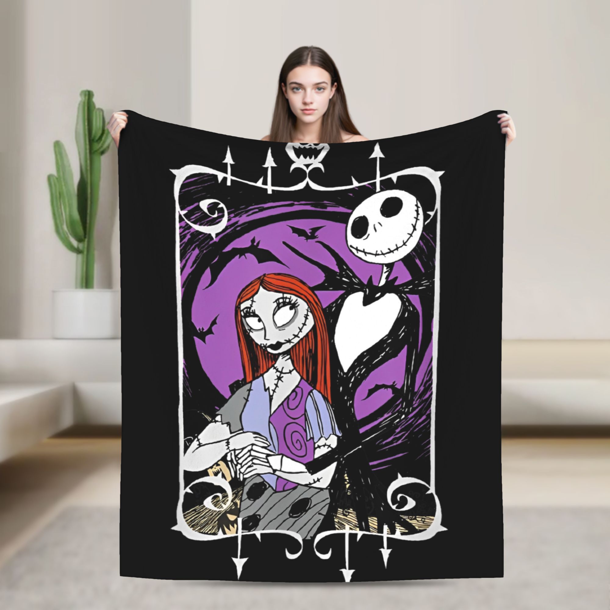 Christmas Throw Blanket - 크리스마스의 악몽 잭과 샐리 니트 담요