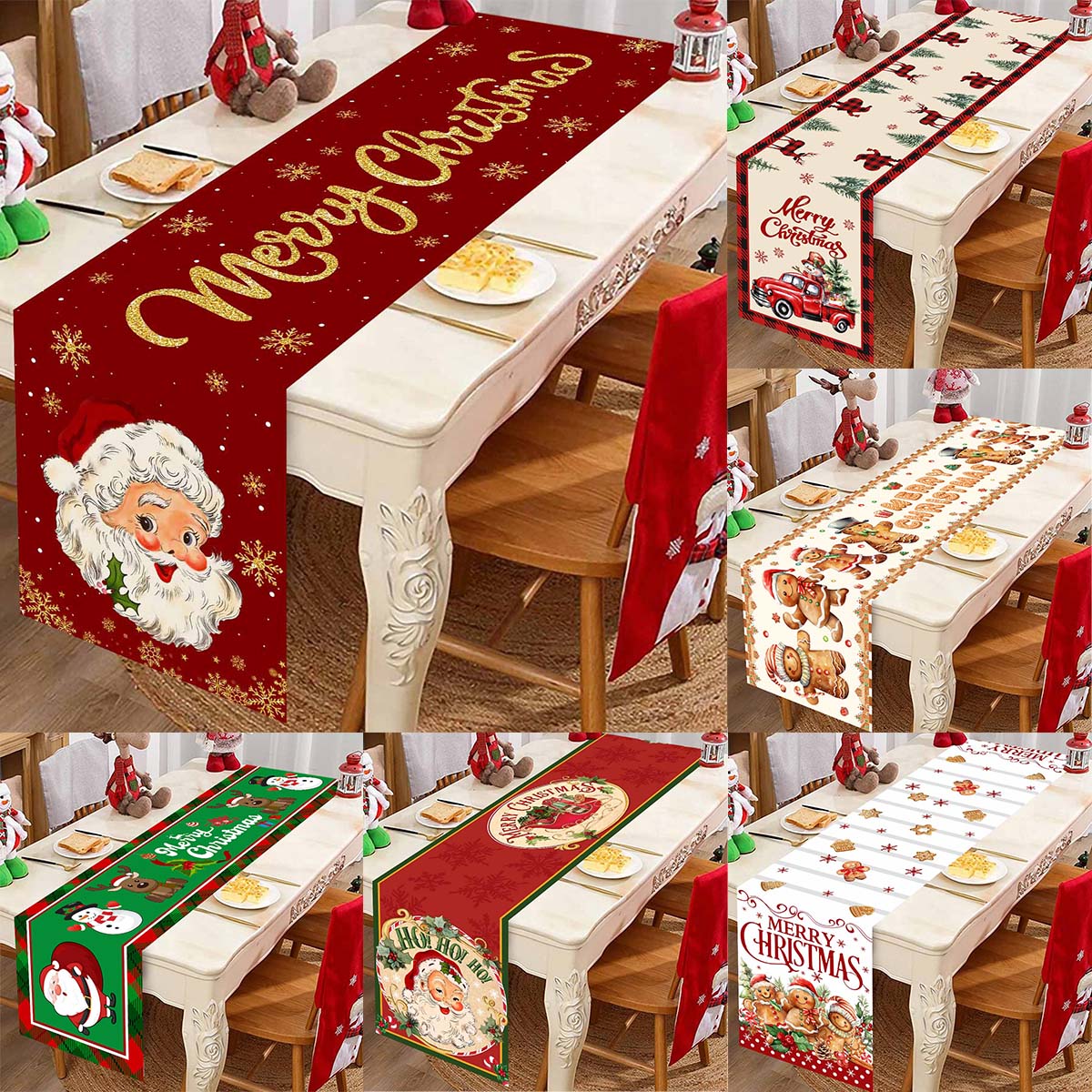 Christmas Table Runner - 크리스마스 산타 클로스 폴리에스터 테이블 러너