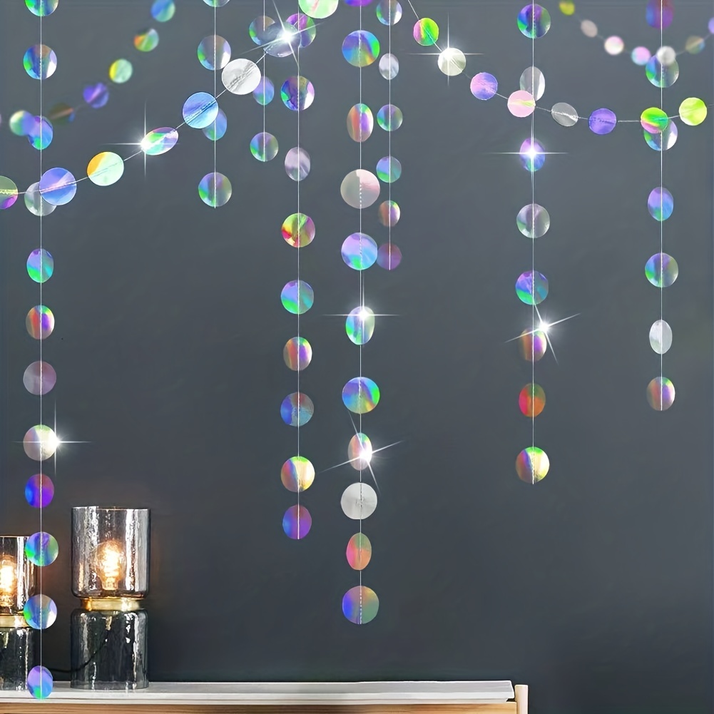 Tinsel Garland Decoration - 1pc 반짝이는 무지개 빛깔의 원형 화환
