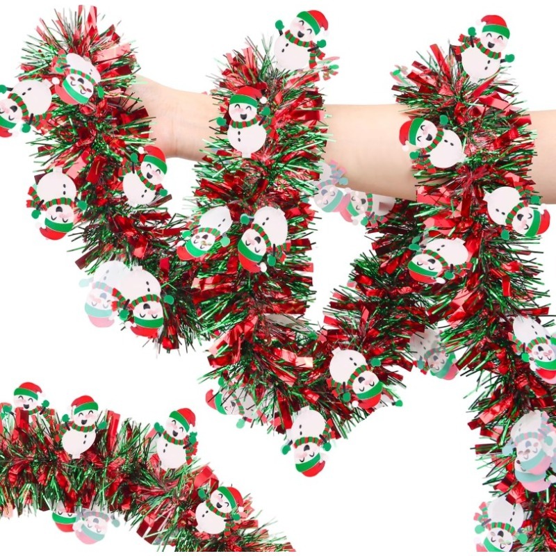 Tinsel Garland Decoration - 2M 레드 그린 크리스마스 반짝이 가랜드,