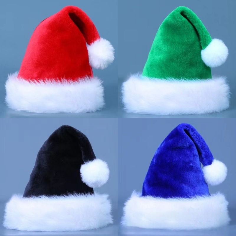 Santa Hat Plush - 1개 플러시 산타 모자 벨벳 크리스마스