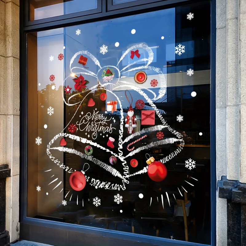 Snowflake Window Decal - 크리스마스 스티커 눈송이 나무 산타클로스 스티커