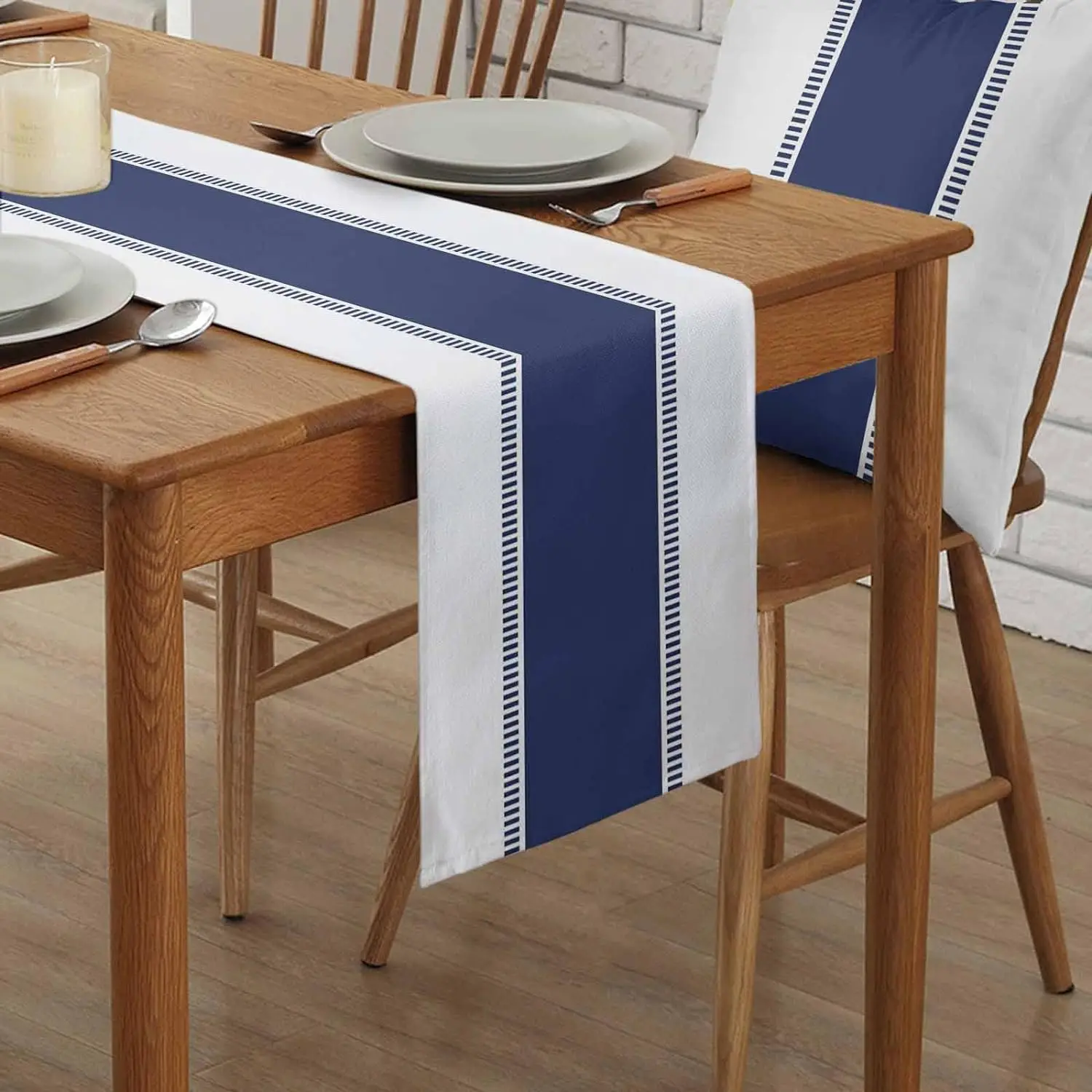 네이비 블루 줄무늬 리넨 테이블 러너 드레서 스카프 장 - Christmas Table Runner 리뷰 및 가격