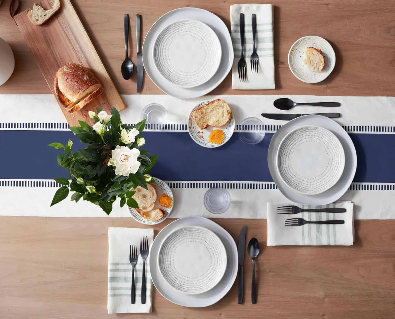 네이비 블루 줄무늬 리넨 테이블 러너 드레서 스카프 장 - Christmas Table Runner 리뷰 및 가격