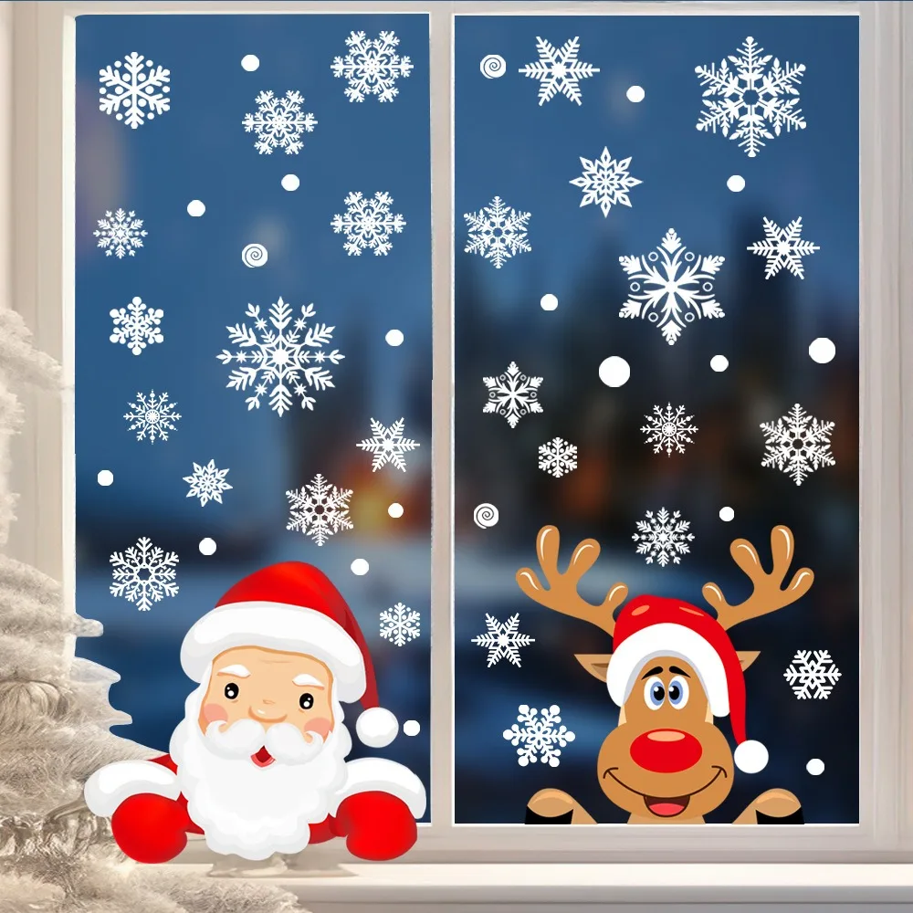 만화 크리스마스 산타클로스 창문 스티커 엘크 눈송이 유 - Snowflake Window Decal 리뷰 및 가격
