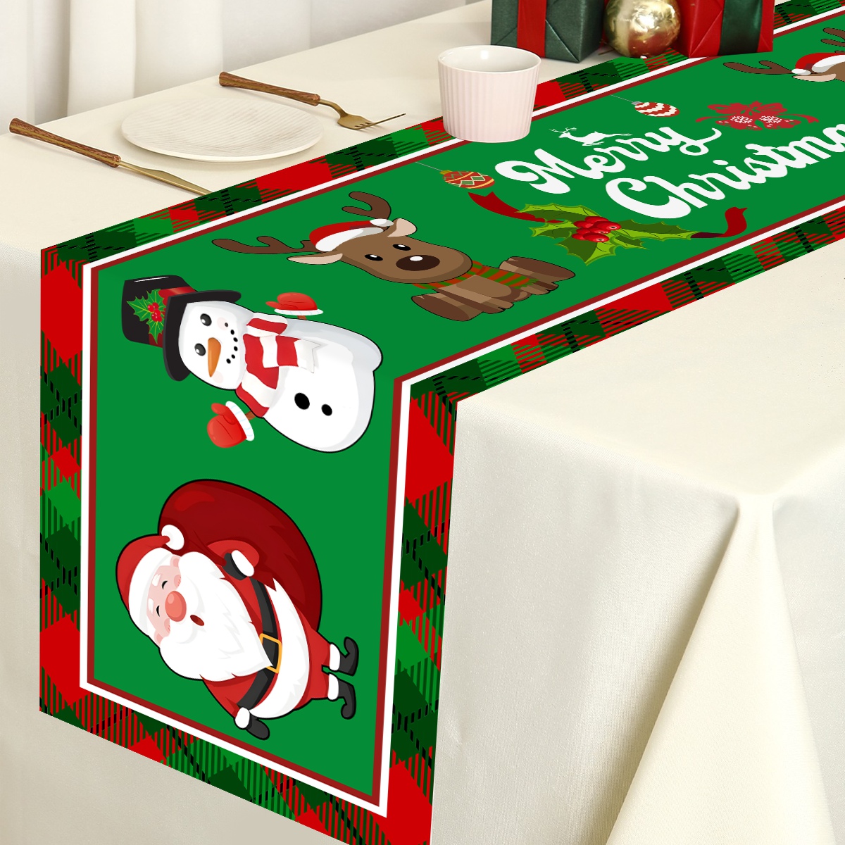 크리스마스 산타 클로스 폴리에스터 테이블 러너 드레서  - Christmas Table Runner 리뷰 및 가격
