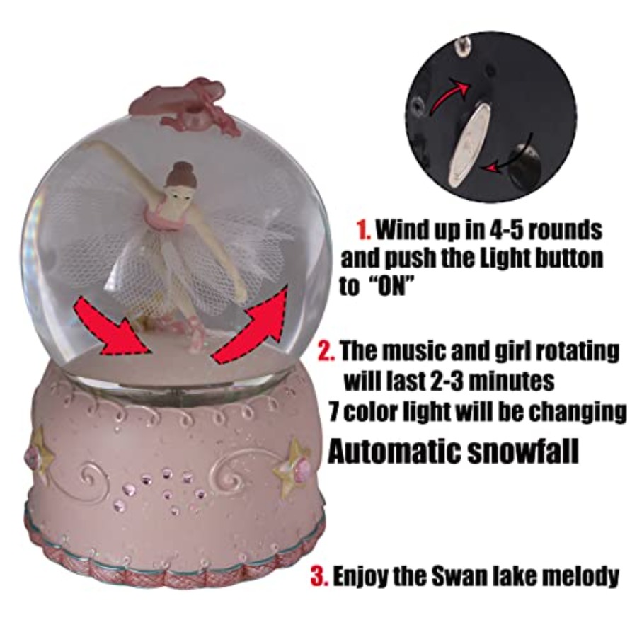 발레리나 소녀 백조의 호수 회전 뮤지컬 스노우 글로브  - Snow Globe Musical 리뷰 및 가격