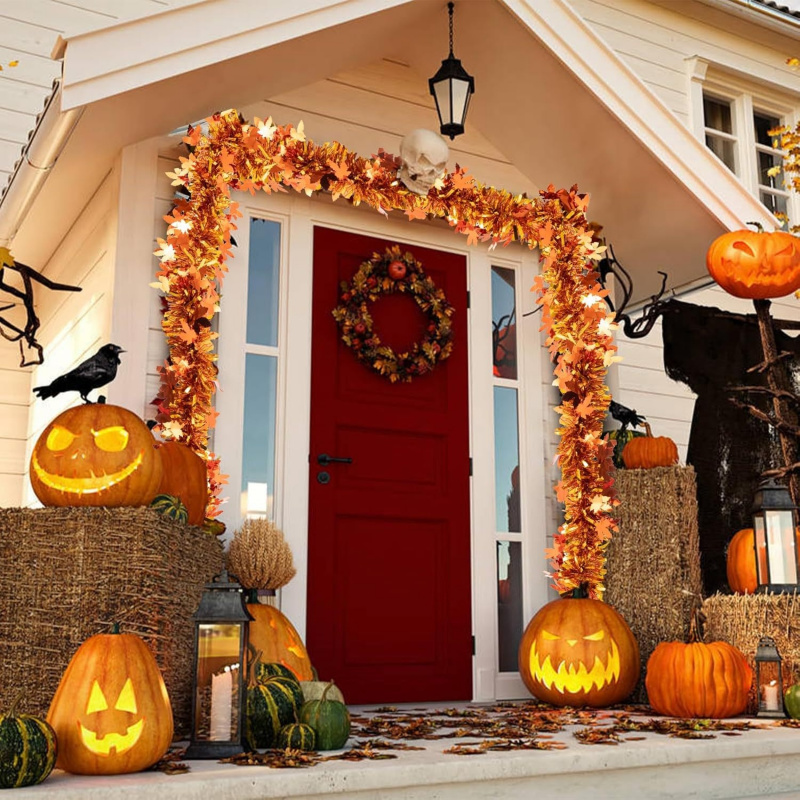 2개입 추수감사절 가을 단풍잎 반짝이 가랜드 오렌지 가 - Tinsel Garland Decoration 리뷰 및 가격