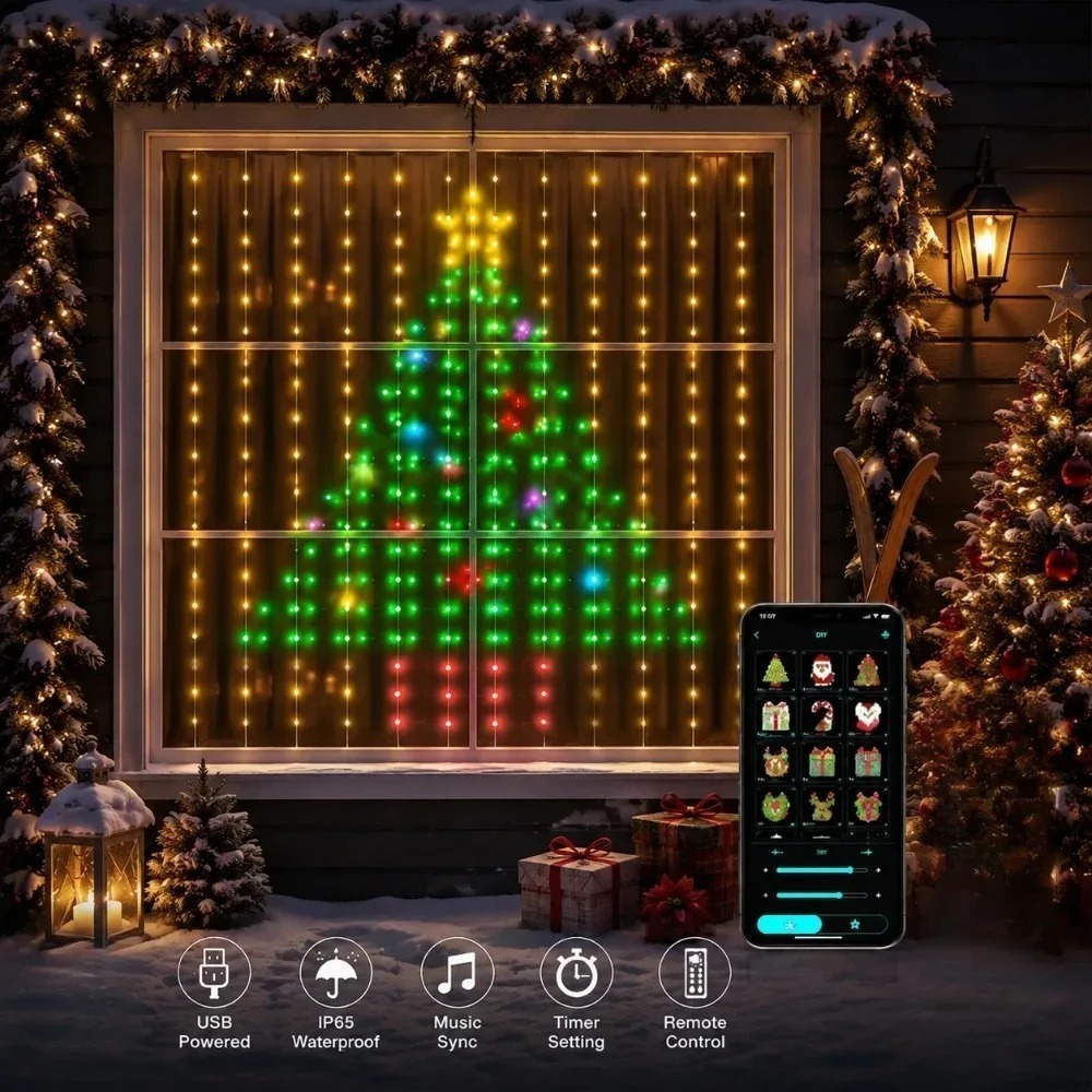LED 픽셀 커튼 조명 블루투스 앱 제어 RGB 스마트 - Led Fairy String Lights 리뷰 및 가격