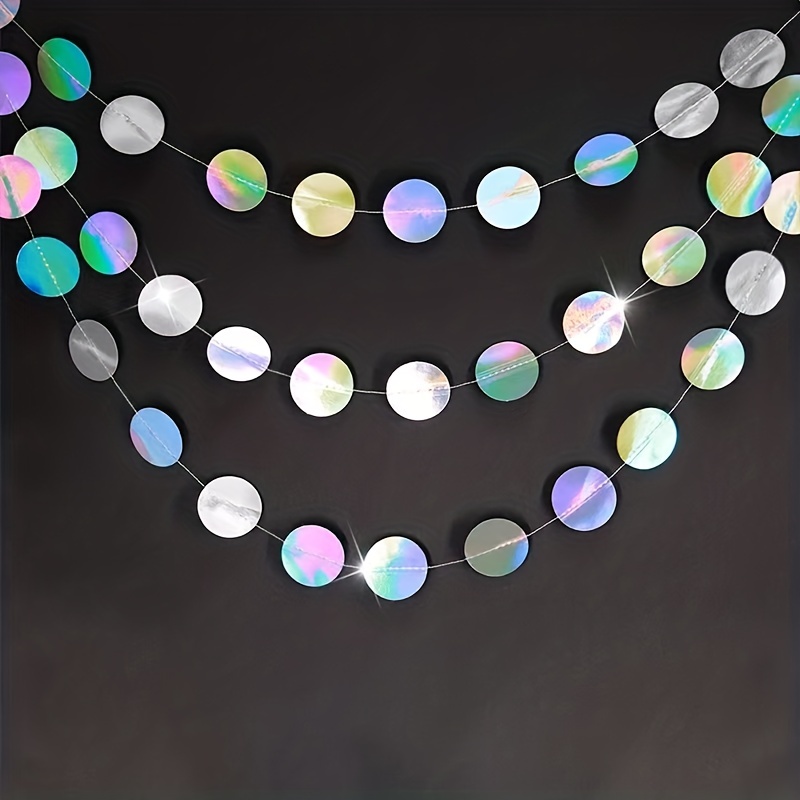 1pc 반짝이는 무지개 빛깔의 원형 화환 - 유니콘 및 - Tinsel Garland Decoration 리뷰 및 가격