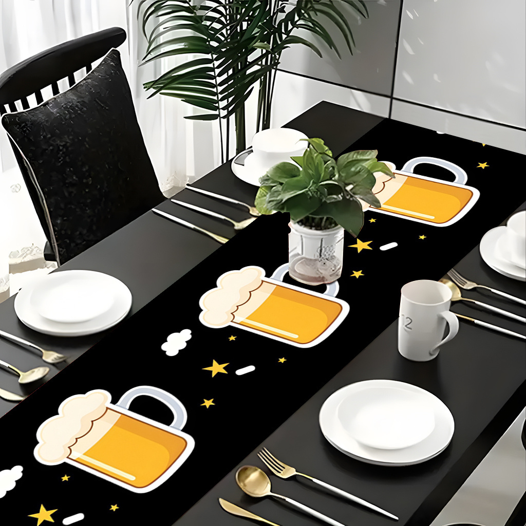 1pc 2D 플랫 인쇄 테이블 러너 맥주 머그잔 패턴  - Christmas Table Runner 리뷰 및 가격