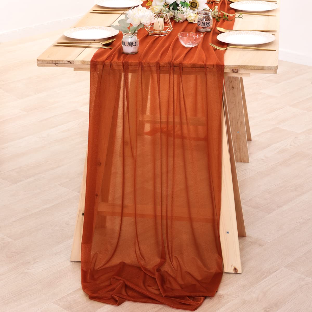 시폰 테이블 러너 누드 쉬어 패브릭 실크 웨딩 아치 오 - Christmas Table Runner 리뷰 및 가격