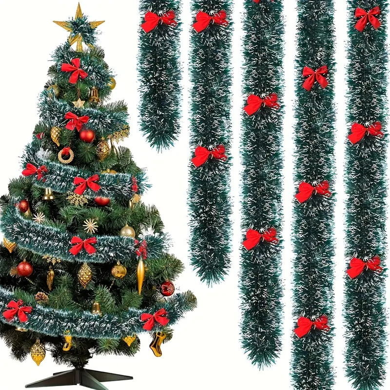크리스마스 활 반짝이 리본 녹색 지팡이 리본 화환 크리 - Tinsel Garland Decoration 리뷰 및 가격