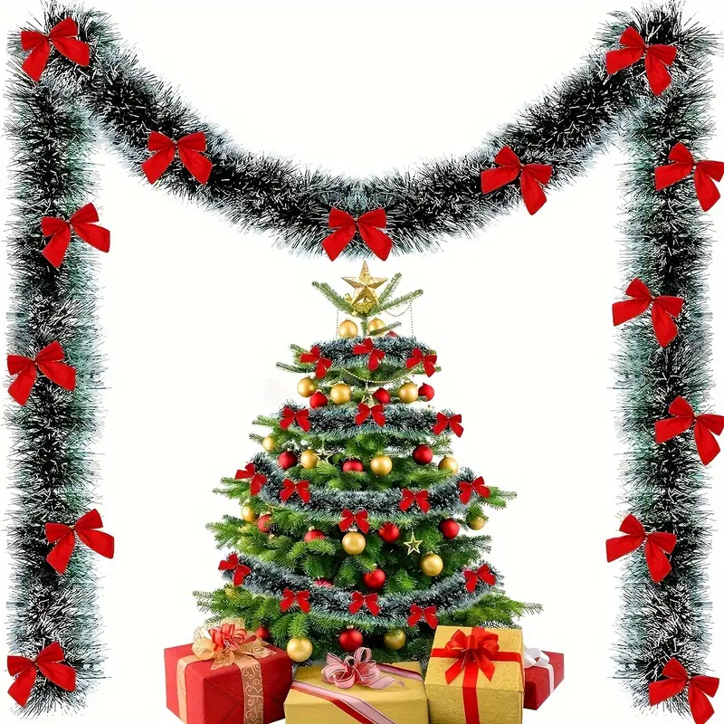 크리스마스 활 반짝이 리본 녹색 지팡이 리본 화환 크리 - Tinsel Garland Decoration 리뷰 및 가격