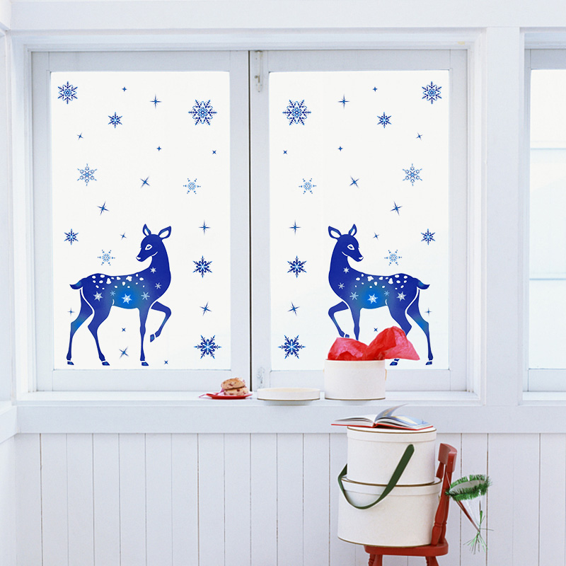 크리스마스 창문 스티커 엘크 블루 눈송이 DIY 벽 데 - Snowflake Window Decal 리뷰 및 가격